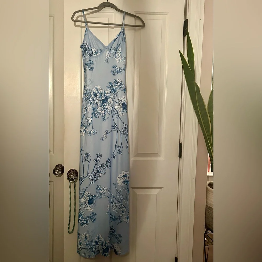 Tiger Mist Light Blue Floral Maxi Slip Dress - Picture 4 of 5